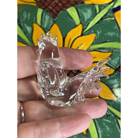 GLASS Rooster Chicken FIGURINE Country Kitchen Decor MINIATURE HAND BLOWN Art - Picture 1 of 11